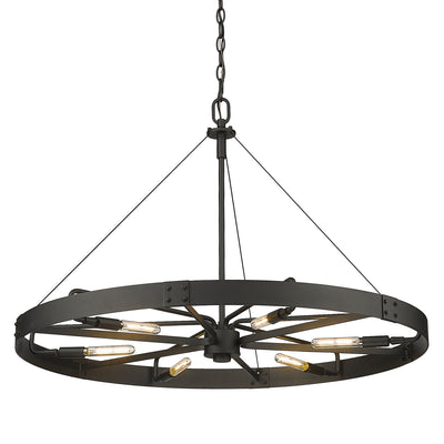 Golden - 3866-L NB-NB - Six Light Pendant - Vaughn - Natural Black