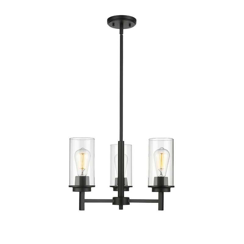 Millennium - 495003-MB - Three Light Chandelier - Janna - Matte Black