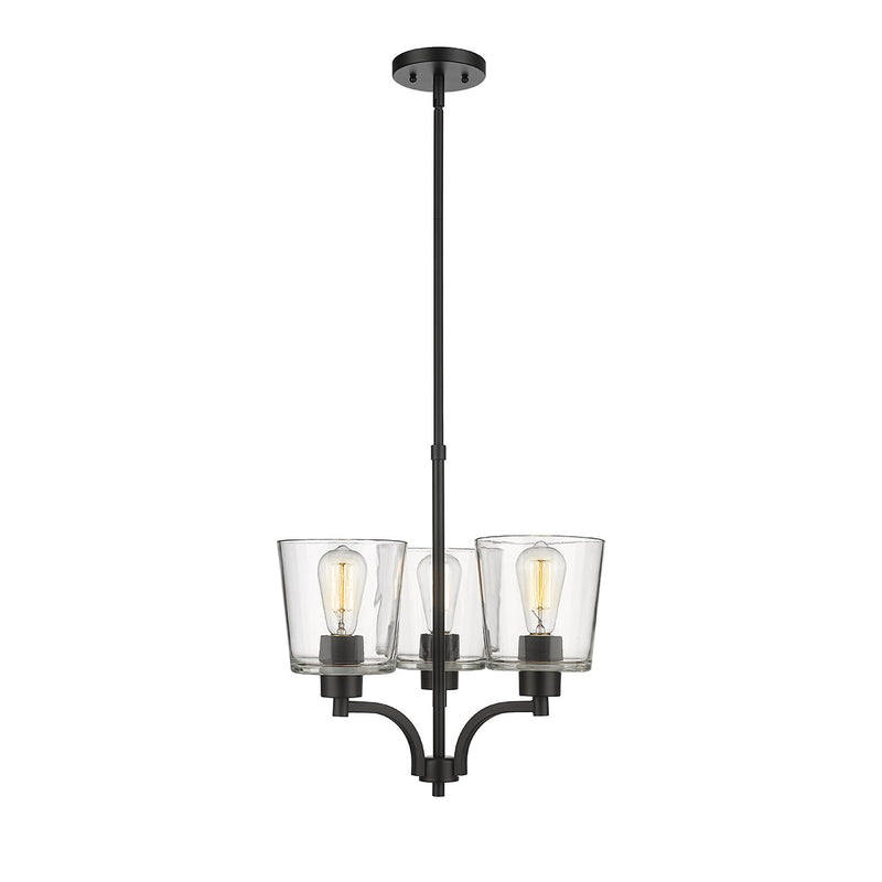Millennium - 497003-MB - Three Light Chandelier - Evalon - Matte Black