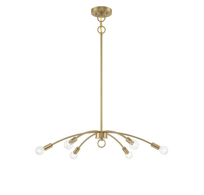 Meridian - M100116NB - Six Light Chandelier - Natural Brass