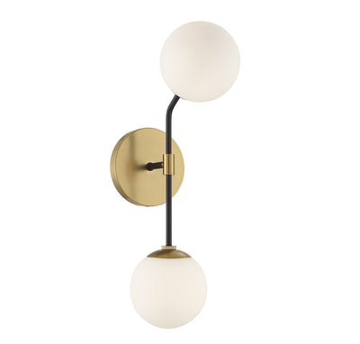 Meridian - M90098MBKNB - Two Light Wall Sconce - Matte Black and Natural Brass