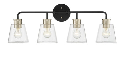 Millennium - 9134-MB/MG - Four Light Vanity - Cameron - Matte Black Modern Gold