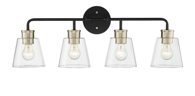 Millennium - 9134-MB/MG - Four Light Vanity - Cameron - Matte Black Modern Gold