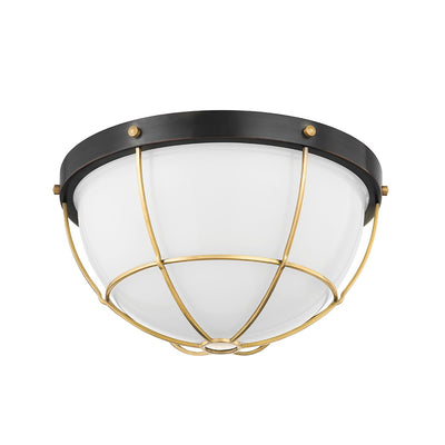Hudson Valley - MDS1501-AGB/DB - Two Light Flush Mount - Holkham - Aged Brass/Distressed Bronze