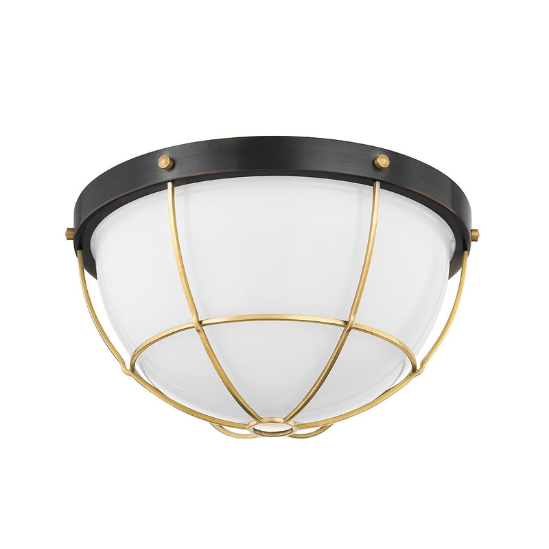 Hudson Valley - MDS1501-AGB/DB - Two Light Flush Mount - Holkham - Aged Brass/Distressed Bronze