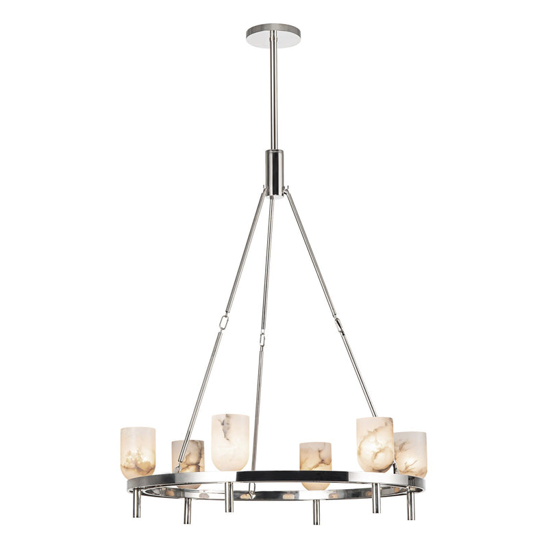 Alora - CH338632PNAR - Six Light Chandelier - Lucian - Polished Nickel/Alabaster