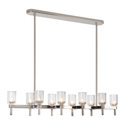 Alora - LP338052PNCC - Ten Light Linear Pendant - Lucian - Polished Nickel/Clear Crystal