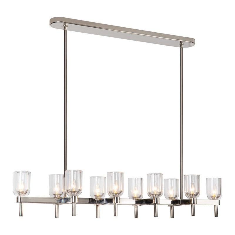 Alora - LP338052PNCC - Ten Light Linear Pendant - Lucian - Polished Nickel/Clear Crystal