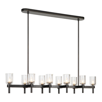 Alora - LP338052UBCC - Ten Light Linear Pendant - Lucian - Urban Bronze/Clear Crystal