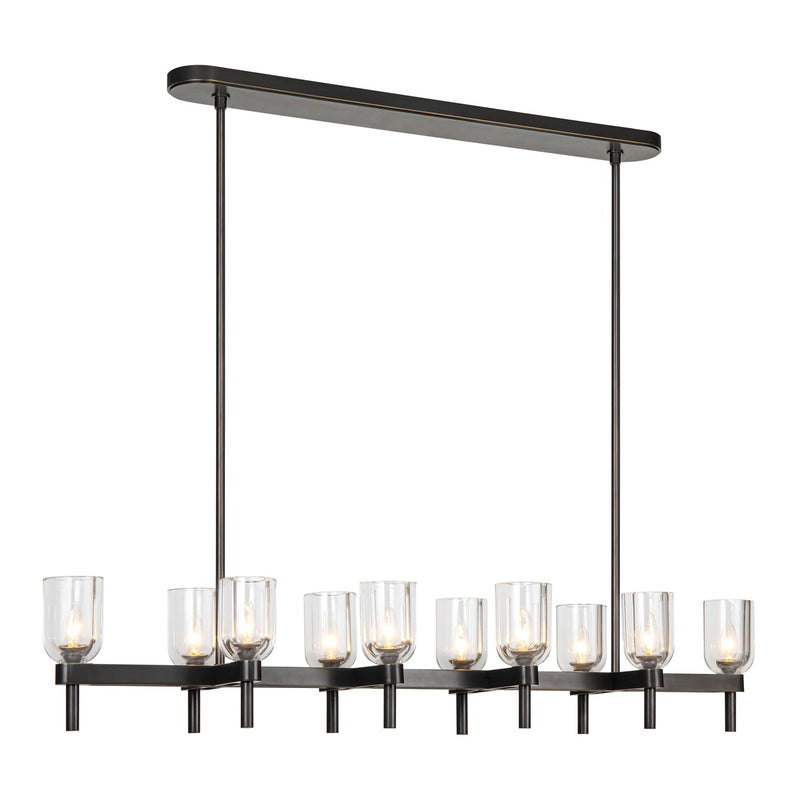 Alora - LP338052UBCC - Ten Light Linear Pendant - Lucian - Urban Bronze/Clear Crystal