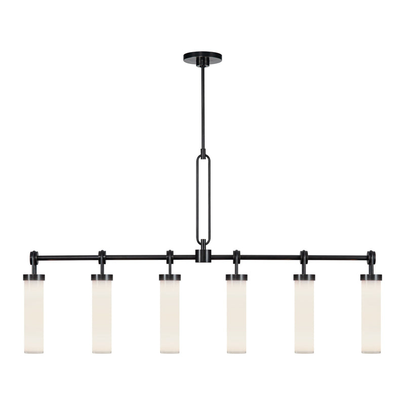 Alora - LP355652UBGO - Six Light Linear Pendant - Wynwood - Urban Bronze/Glossy Opal