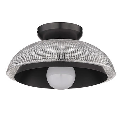 Golden - 0309-FM BLK-RPG - One Light Flush Mount - Crawford BLK - Matte Black