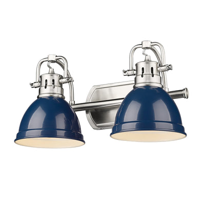 Golden - 3602-BA2 PW-NVY - Two Light Bath Vanity - Duncan PW - Pewter