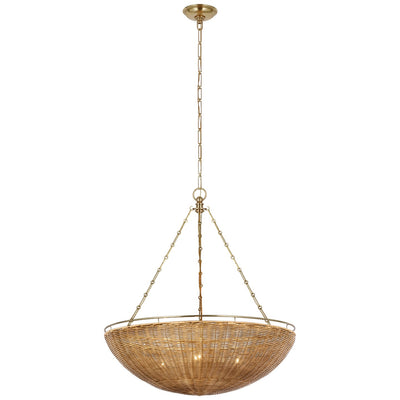Visual Comfort Signature - CHC 5637AB/NTW - LED Chandelier - Clovis - Antique-Burnished Brass And Natural Wicker