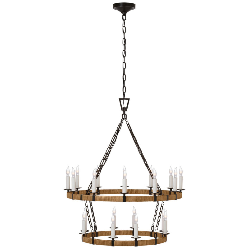 Visual Comfort Signature - CHC 5878AI/NRT - LED Chandelier - Darlana Wrapped - Aged Iron And Natural Rattan