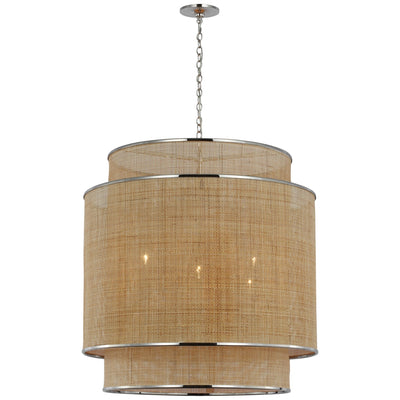 Visual Comfort Signature - MF 5025PN/NRT - LED Pendant - Linley - Polished Nickel And Natural Rattan Caning