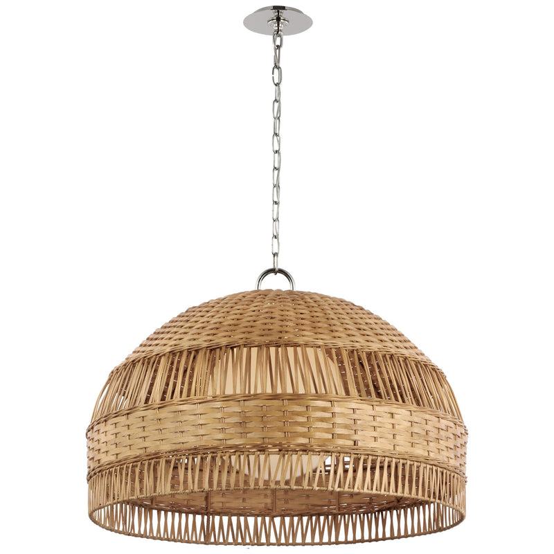 Visual Comfort Signature - MF 5052PN/NTW - LED Pendant - Whit - Polished Nickel and Natural Wicker