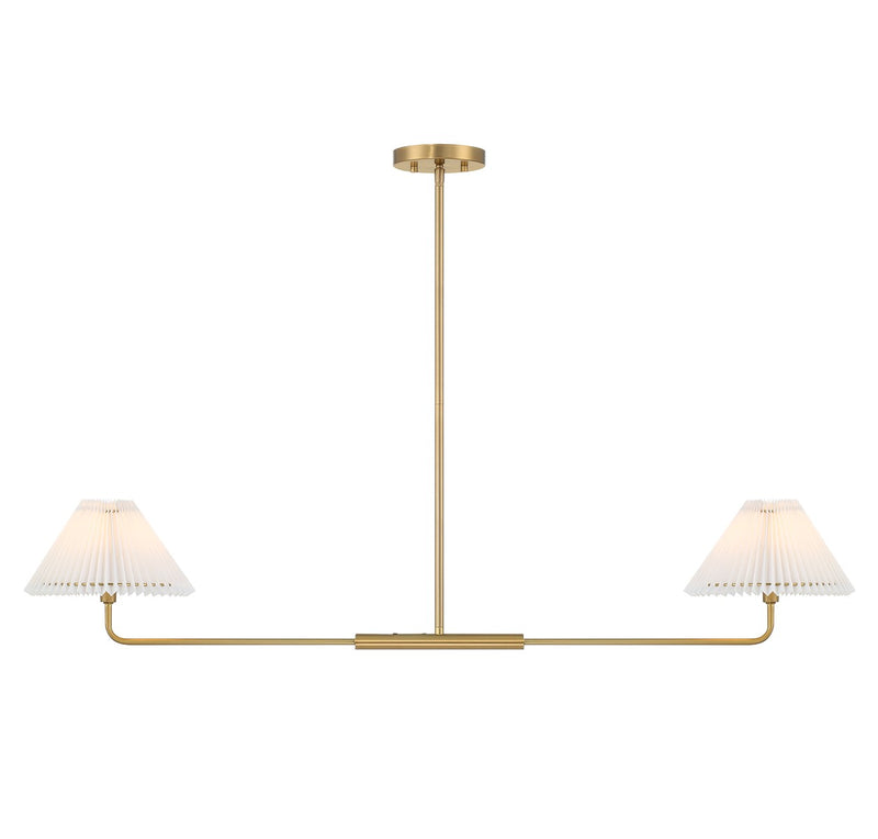 Meridian - M100122NB - Two Light Linear Chandelier - Natural Brass