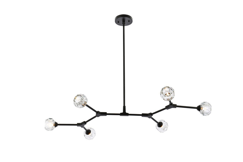 Elegant Lighting - 3508D50BK - Six Light Pendant - Zayne - Black and Clear