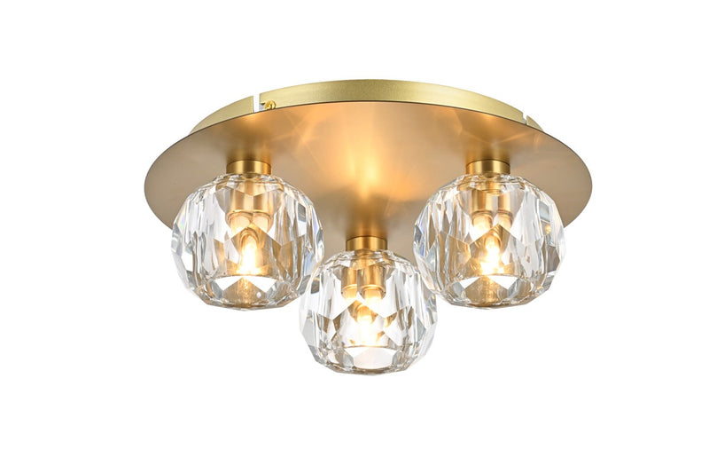 Elegant Lighting - 3509F12G - Three Light Flush Mount - Graham - Gold and Clear