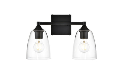 Elegant Lighting - LD7307W15BLK - Two Light Bath Sconce - Gianni - Black and Clear