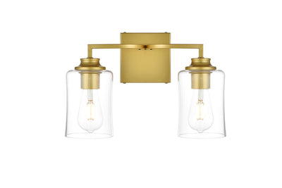 Elegant Lighting - LD7314W14BRA - Two Light Bath Sconce - Ronnie - Brass and Clear