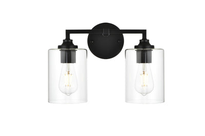 Elegant Lighting - LD7315W14BLK - Two Light Bath Sconce - Mayson - Black and Clear