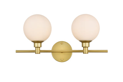 Elegant Lighting - LD7317W19BRA - Two Light Bath Sconce - Cordelia - Brass and frosted white