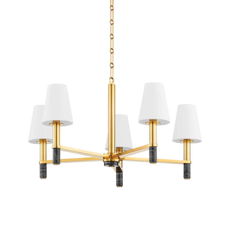 Hudson Valley - 5630-AGB - Five Light Chandelier - Montreal - Aged Brass