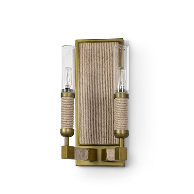 Palecek - 2349-79 - Two Light Outdoor Wall Sconce - Carolina - Brass / Synthetic rattan