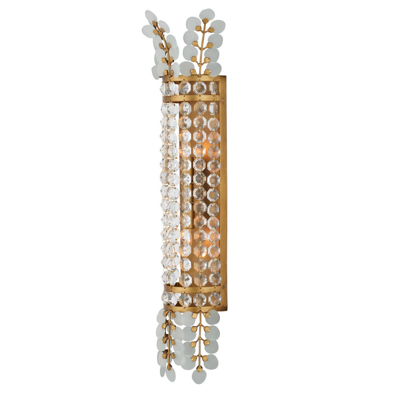 Currey and Company - 5000-0283 - Two Light Wall Sconce - Bradshaw - Frosted / Clear / Brass