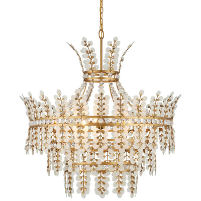 Currey and Company - 9000-1295 - Four Light Chandelier - Bradshaw - Frosted / Clear / Brass