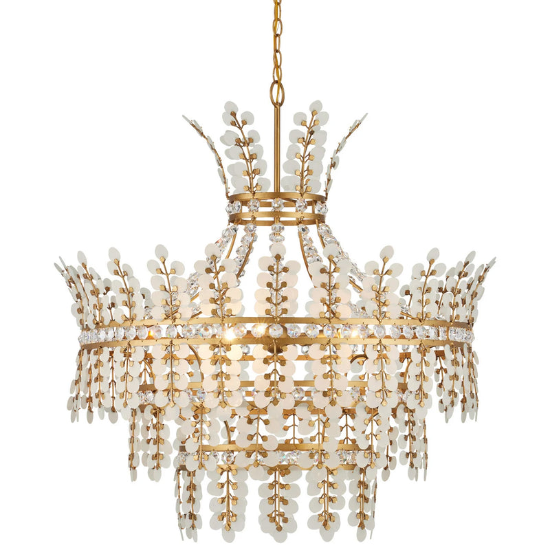 Currey and Company - 9000-1295 - Four Light Chandelier - Bradshaw - Frosted / Clear / Brass