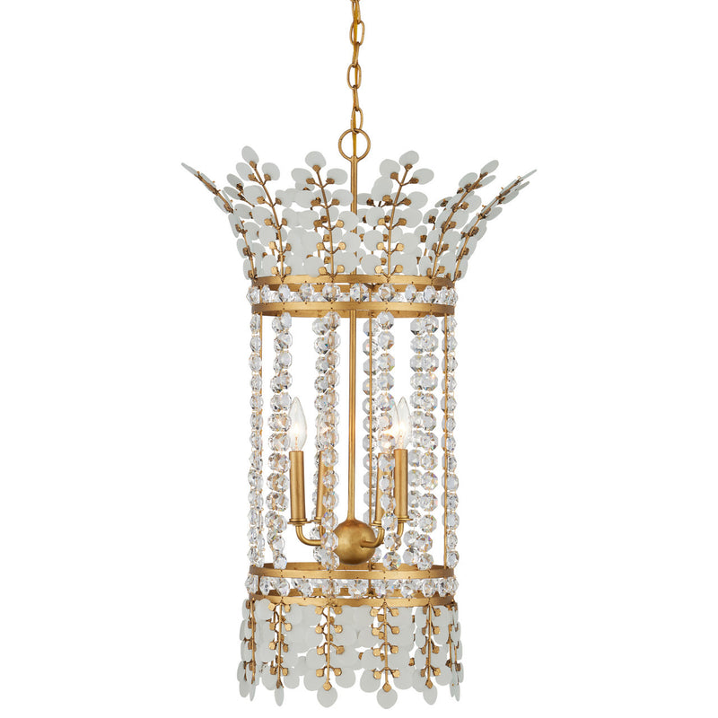 Currey and Company - 9000-1296 - Four Light Lantern - Bradshaw - Frosted / Clear / Brass