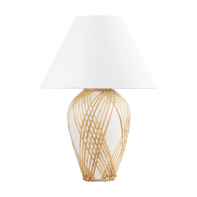 Hudson Valley - L7630-VGL/CWR - One Light Table Lamp - Bayonne - Vintage Gold Leaf/ Ceramic White With Rattan