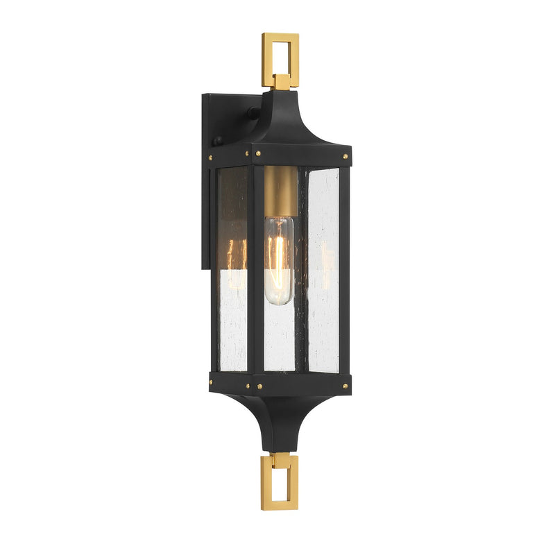 Savoy House - 5-275-144 - One Light Outdoor Wall Lantern - Glendale - Matte Black and Weathered Brushed Brass