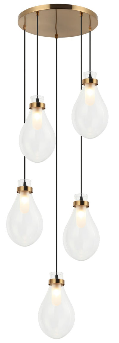 Matteo Lighting - C31905AG - Five Light Pendant - Seranna - Aged Gold Brass