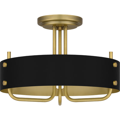 Quoizel - MAD1717AB - Three Light Semi Flush Mount - Madden - Aged Brass