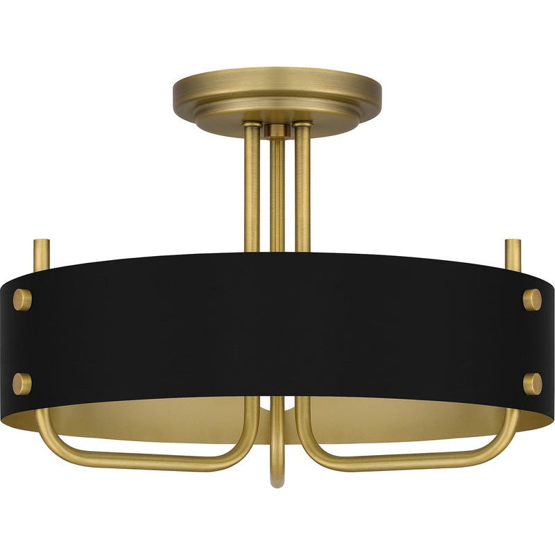 Quoizel - MAD1717AB - Three Light Semi Flush Mount - Madden - Aged Brass
