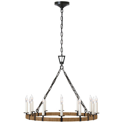 Visual Comfort Signature - CHC 5872AI/NRT - LED Chandelier - Darlana Wrapped - Aged Iron and Natural Rattan