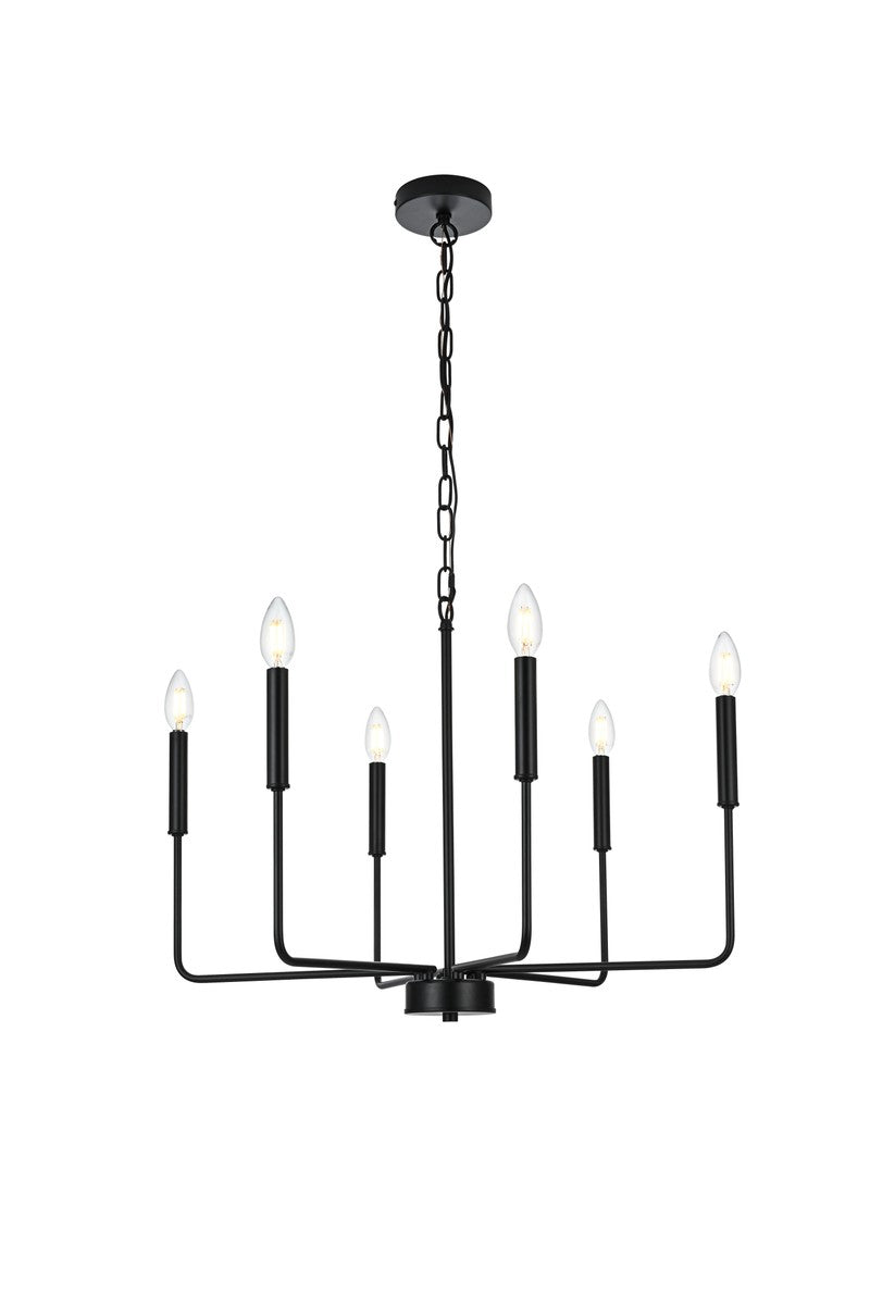 Elegant Lighting - LD740D26BK - Six Light Pendant - Willa - Black