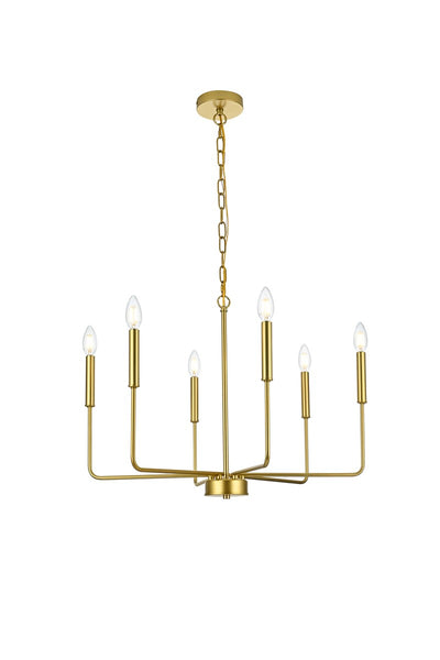 Elegant Lighting - LD740D26BRA - Six Light Pendant - Willa - Brass