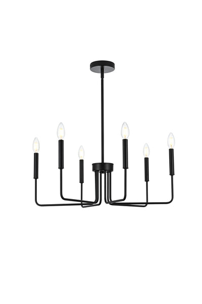 Elegant Lighting - LD742D26BK - Six Light Pendant - Willa - Black