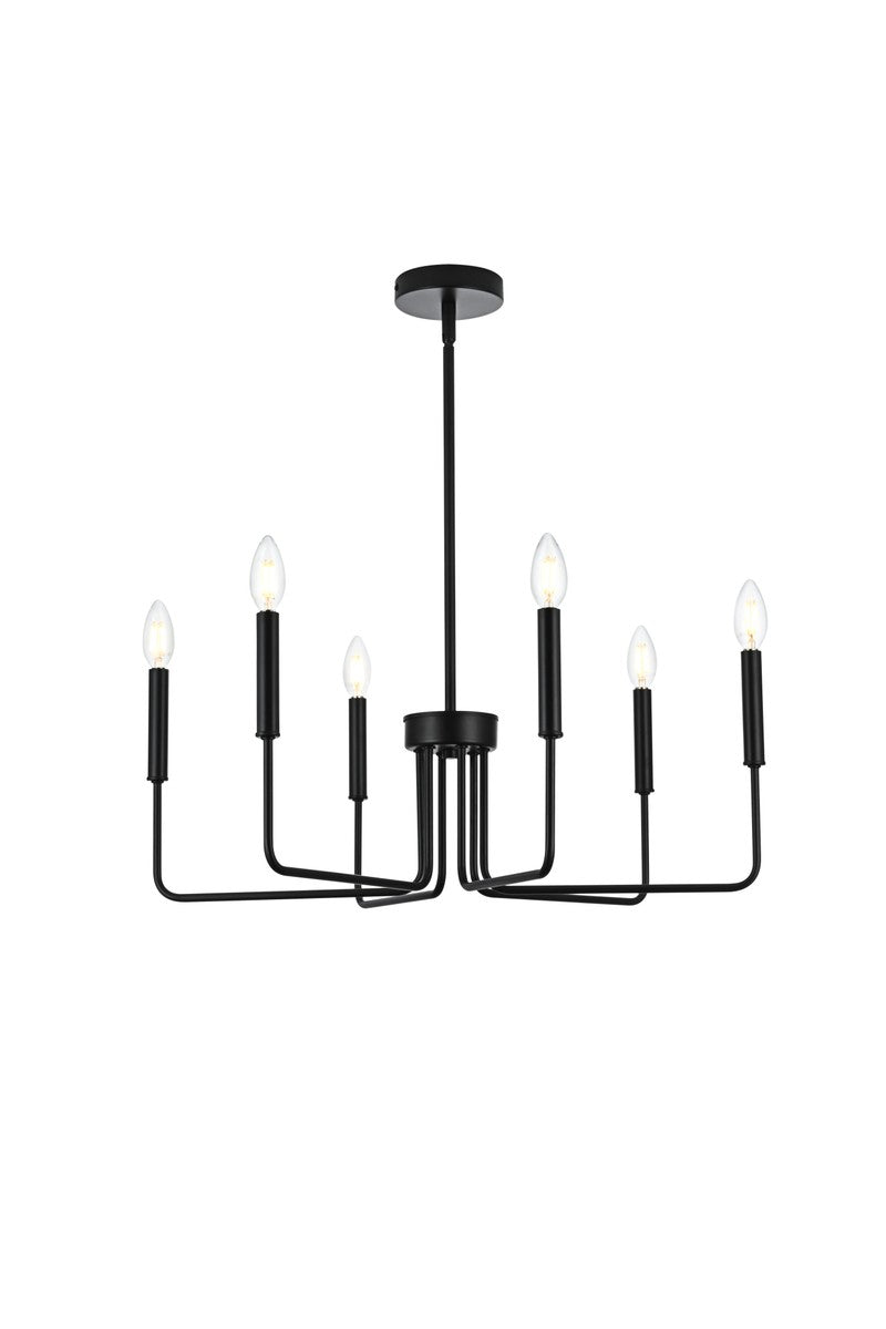 Elegant Lighting - LD742D26BK - Six Light Pendant - Willa - Black