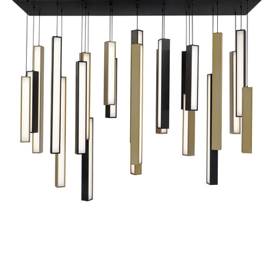 Modern Forms - PD-64823L-BK/AB-BK - LED Pendant - Chaos - Black/Aged Brass & Black