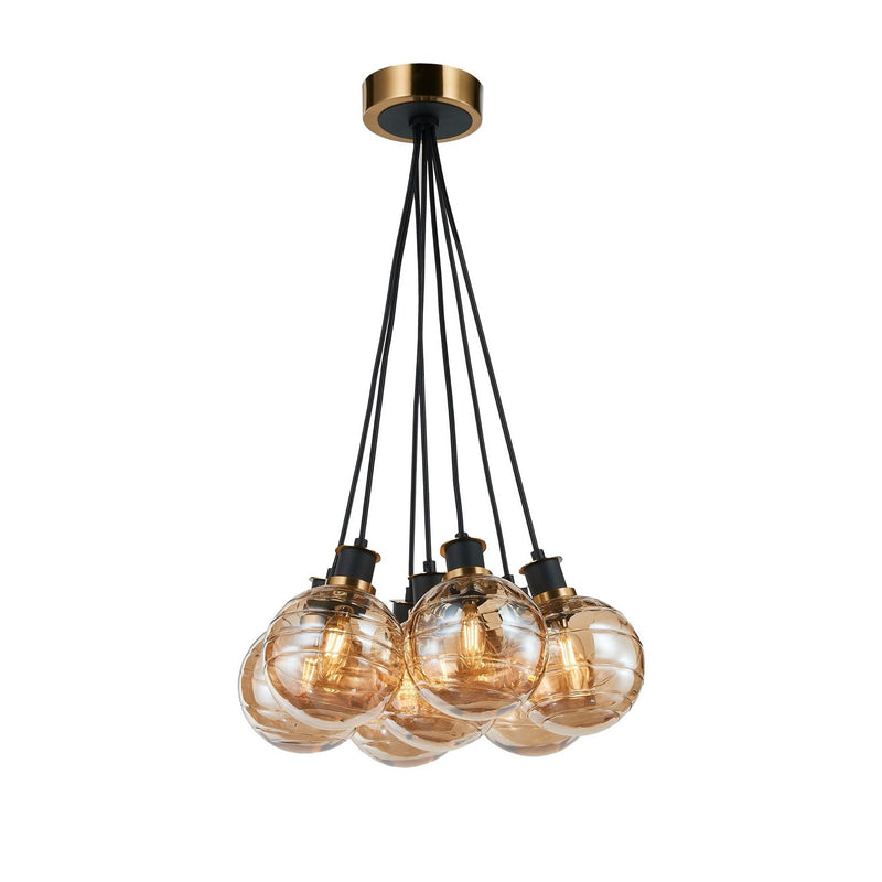 Artcraft - AC11877AM - Seven Light Pendant - Gem - Black and Brushed Brass