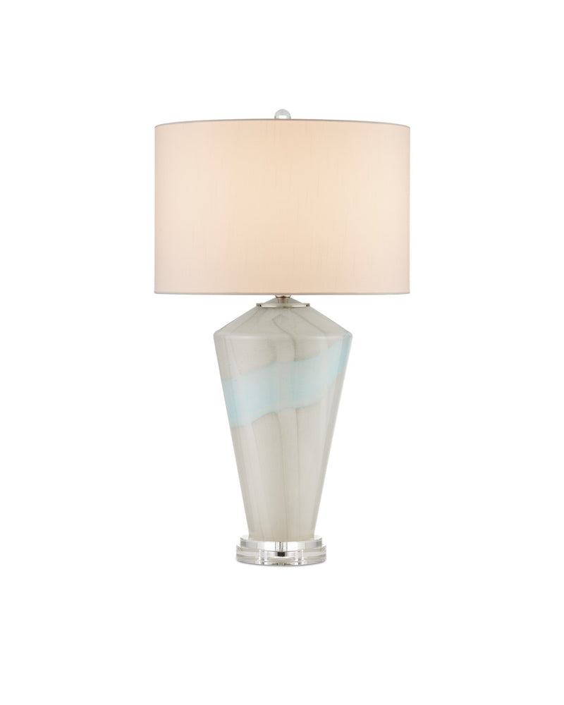 Currey and Company - 6000-0934 - One Light Table Lamp - Floating Cloud Collection - Pale Gray/Light Blue/Clear/Polished Nickel