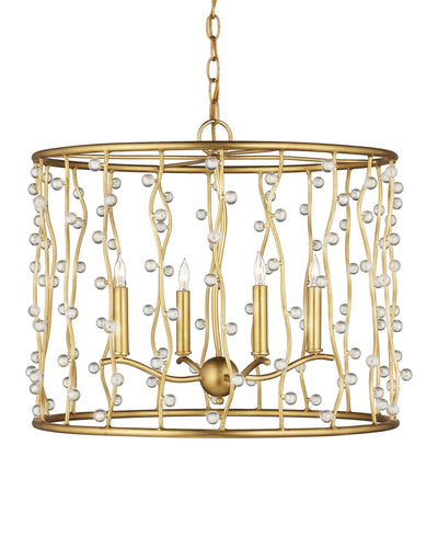 Currey and Company - 9000-1239 - Four Light Chandelier - Adagio Chandelier - Contemporary Gold Leaf / Contemporary Gold / Clear