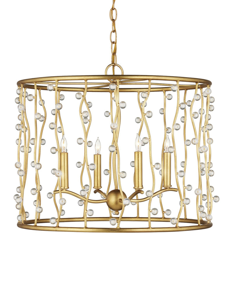Currey and Company - 9000-1239 - Four Light Chandelier - Adagio Chandelier - Contemporary Gold Leaf / Contemporary Gold / Clear