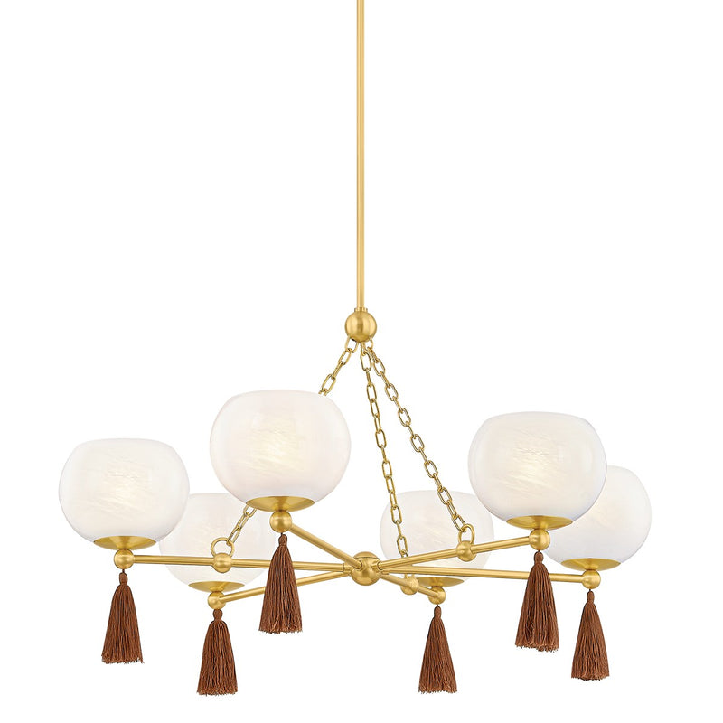 Mitzi - H1039806-AGB - Six Light Chandelier - Niya - Aged Brass